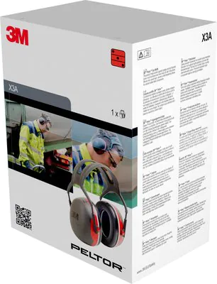 Наушники противошумовые 3M&trade; PELTOR&trade;, 33 дБ, красные, с оголовьем, X3A, вертикальные 7000103991 фото